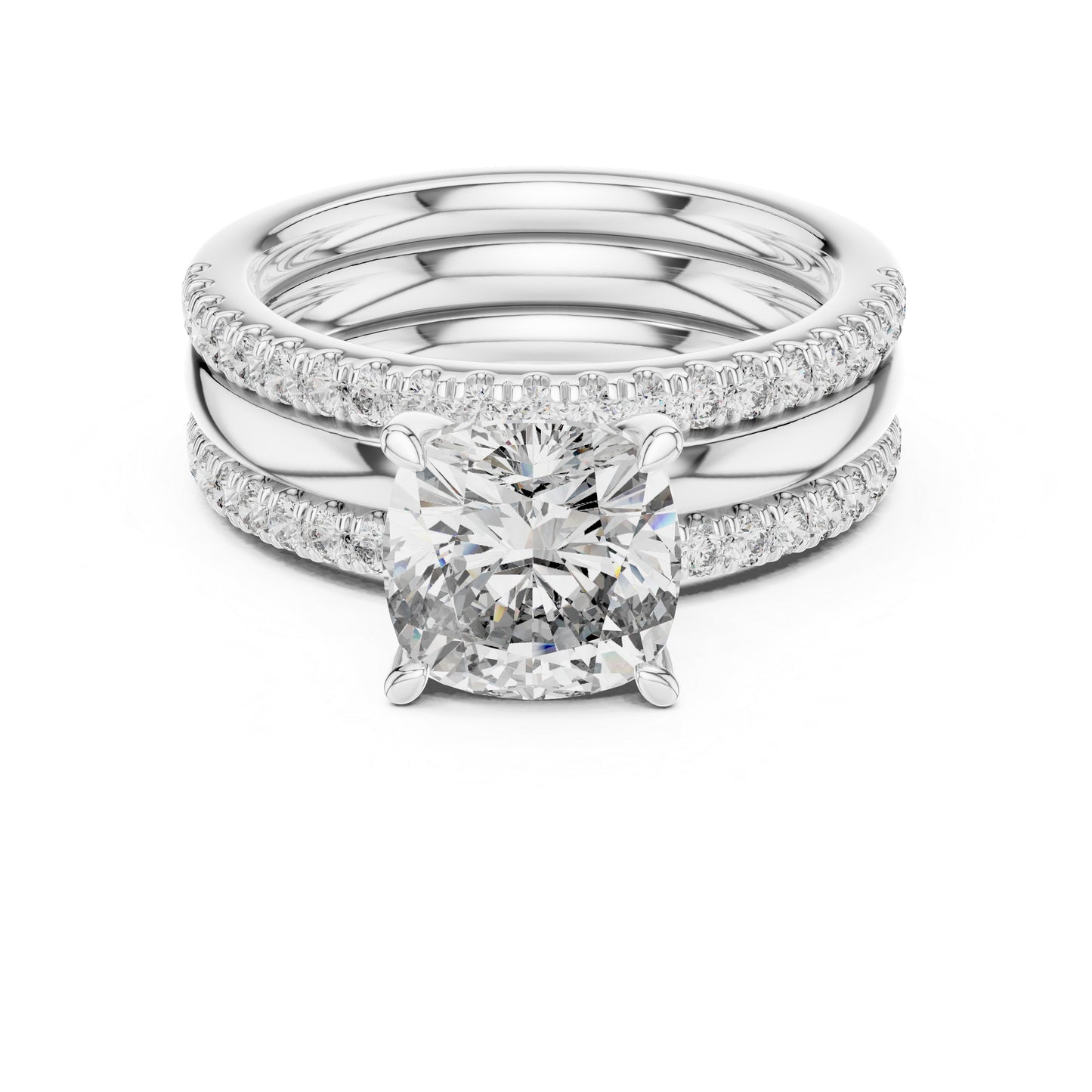 14K Yellow Gold Cushion & Round Cut Diamond Ring for Women | Bridal Jewellery | Pure Carat