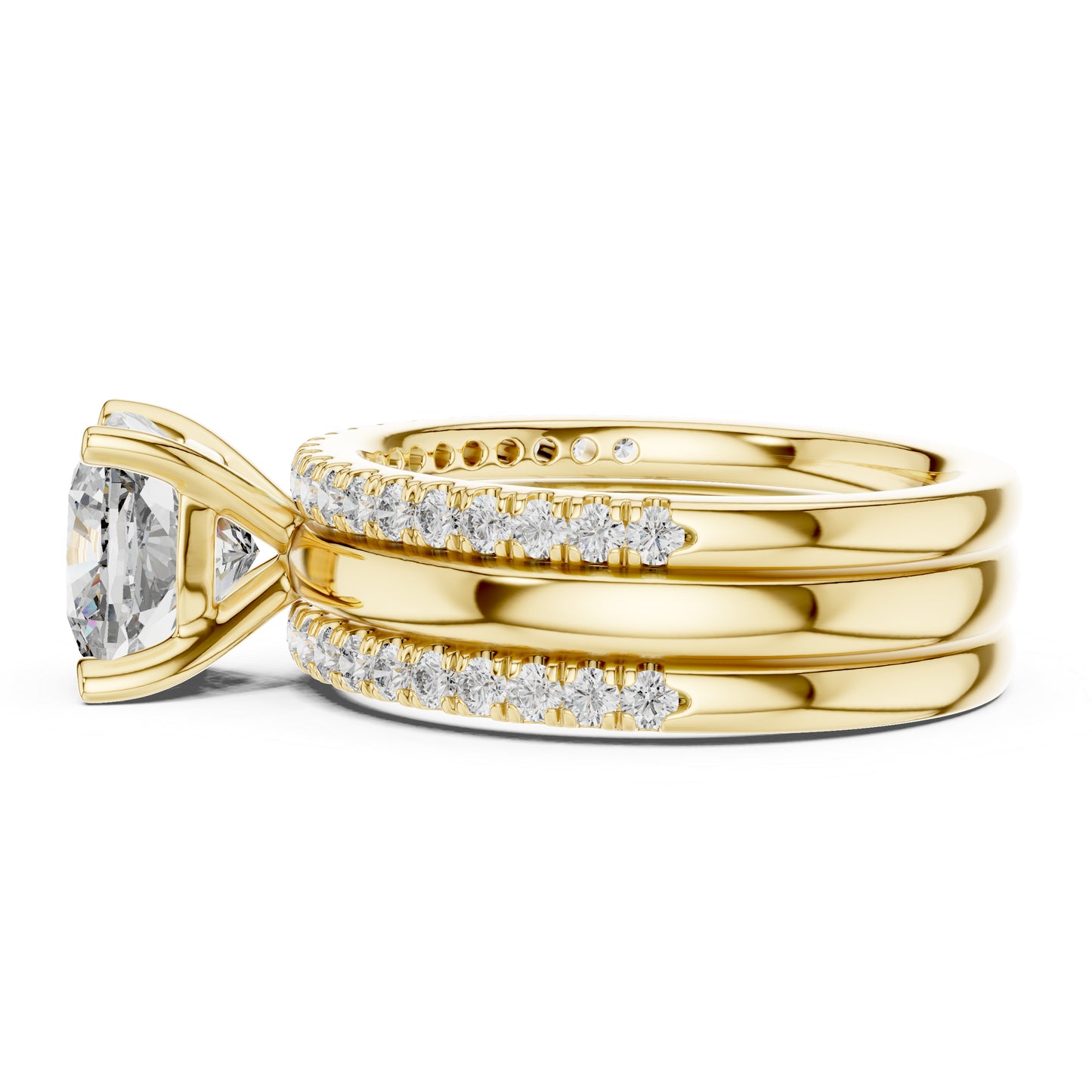 14K Yellow Gold Cushion & Round Cut Diamond Ring for Women | Bridal Jewellery | Pure Carat