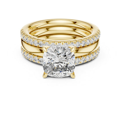 14K Yellow Gold Cushion & Round Cut Diamond Ring for Women | Bridal Jewellery | Pure Carat