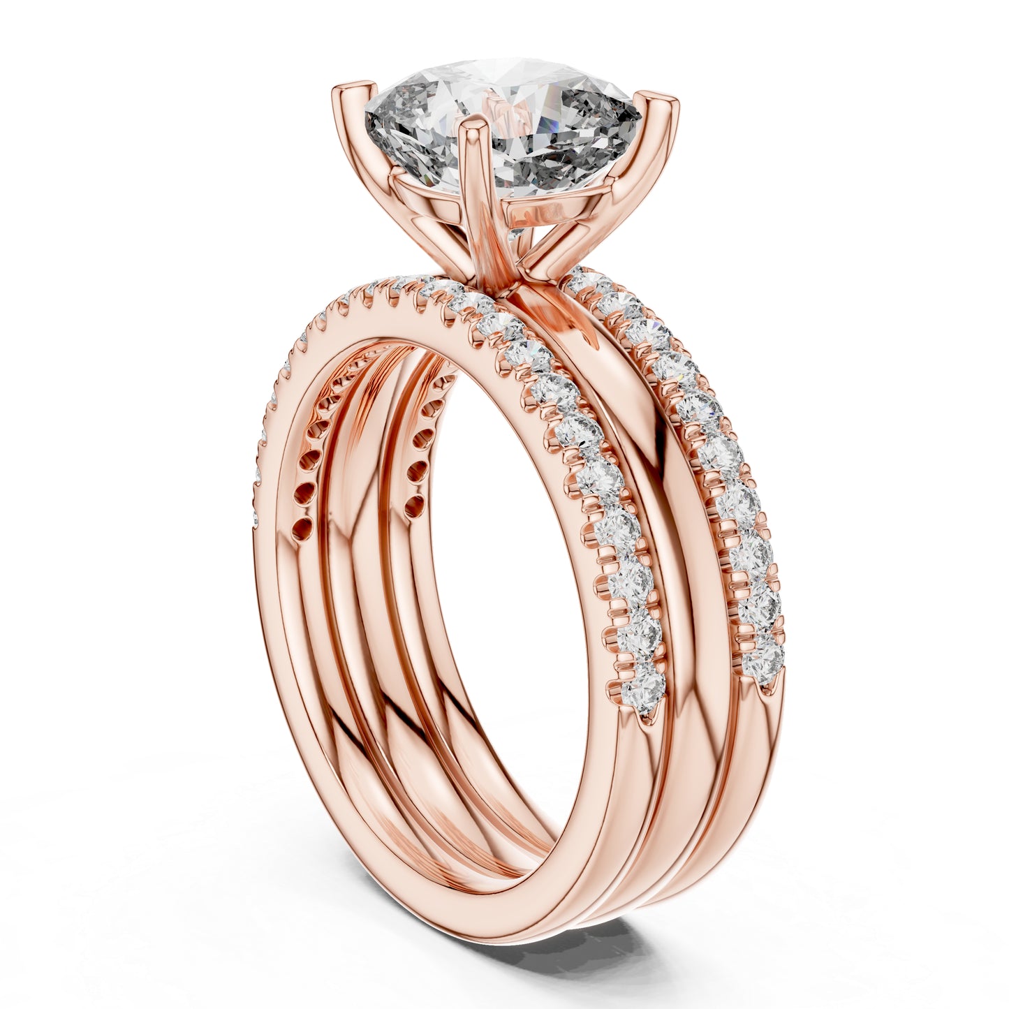 14K Yellow Gold Cushion & Round Cut Diamond Ring for Women | Bridal Jewellery | Pure Carat