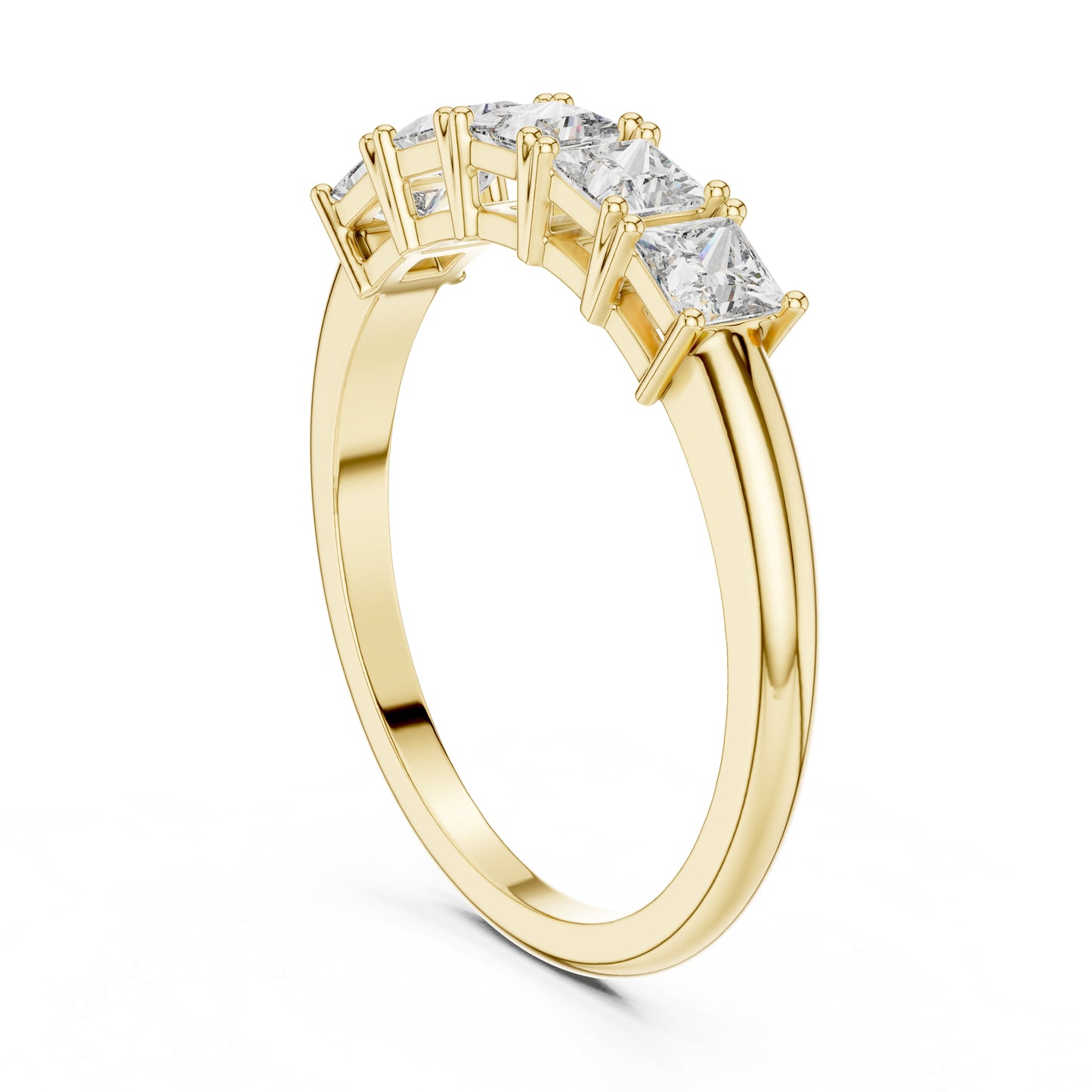 18K Yellow Gold Princess Cut Diamond Stud Ring for Women | Wedding Jewellery | Pure Carat