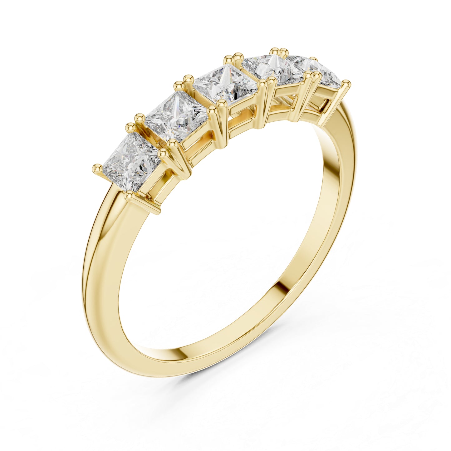 18K Yellow Gold Princess Cut Diamond Stud Ring for Women | Wedding Jewellery | Pure Carat