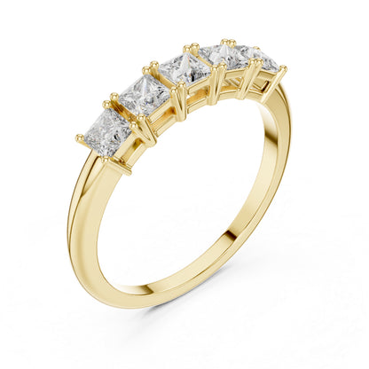 18K Yellow Gold Princess Cut Diamond Stud Ring for Women | Wedding Jewellery | Pure Carat