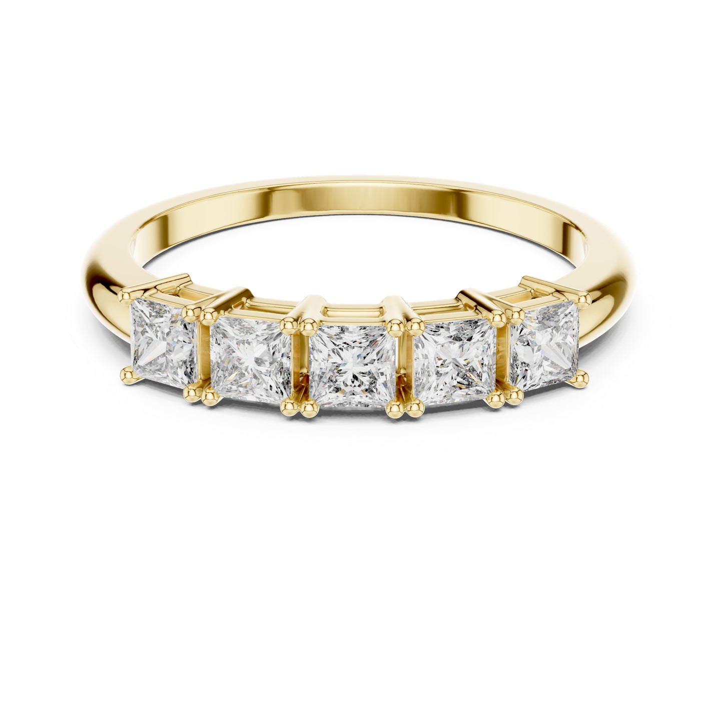 18K Yellow Gold Princess Cut Diamond Stud Ring for Women | Wedding Jewellery | Pure Carat