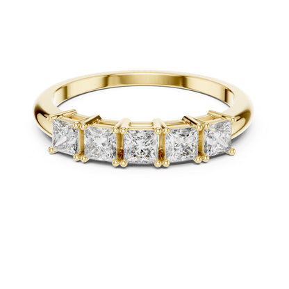 18K Yellow Gold Princess Cut Diamond Stud Ring for Women | Wedding Jewellery | Pure Carat