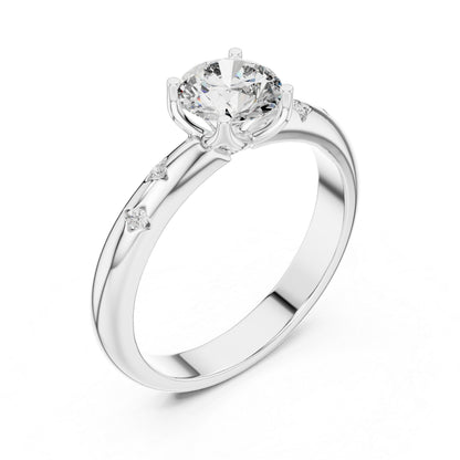 14K White Gold Round Lab-Grown Diamond Drop Ring for Women | Office Wear | Pure Carat
