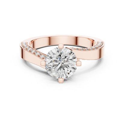 14K Yellow Gold Round Lab-Grown Diamond Drop Ring for Women | Bridal Jewellery | Pure Carat