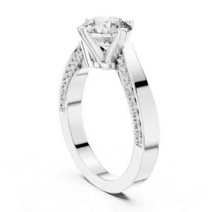 14K Yellow Gold Round Lab-Grown Diamond Drop Ring for Women | Bridal Jewellery | Pure Carat