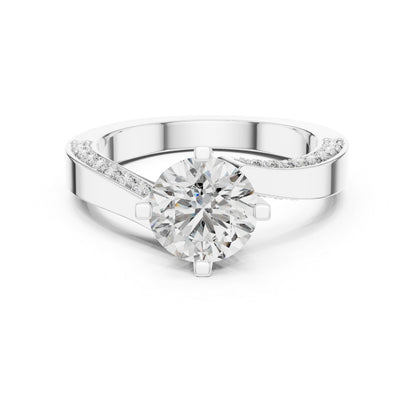 14K Yellow Gold Round Lab-Grown Diamond Drop Ring for Women | Bridal Jewellery | Pure Carat