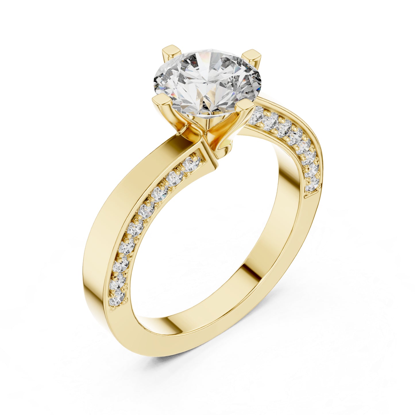 14K Yellow Gold Round Lab-Grown Diamond Drop Ring for Women | Bridal Jewellery | Pure Carat