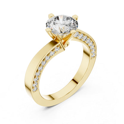 14K Yellow Gold Round Lab-Grown Diamond Drop Ring for Women | Bridal Jewellery | Pure Carat