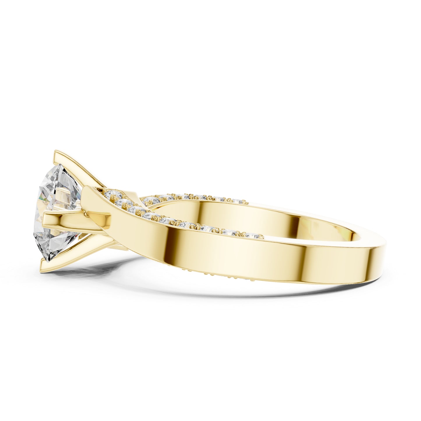 14K Yellow Gold Round Lab-Grown Diamond Drop Ring for Women | Bridal Jewellery | Pure Carat
