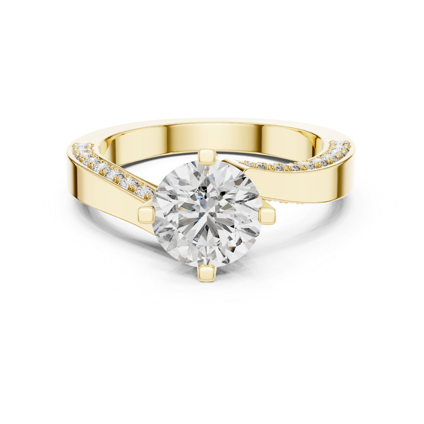 14K Yellow Gold Round Lab-Grown Diamond Drop Ring for Women | Bridal Jewellery | Pure Carat