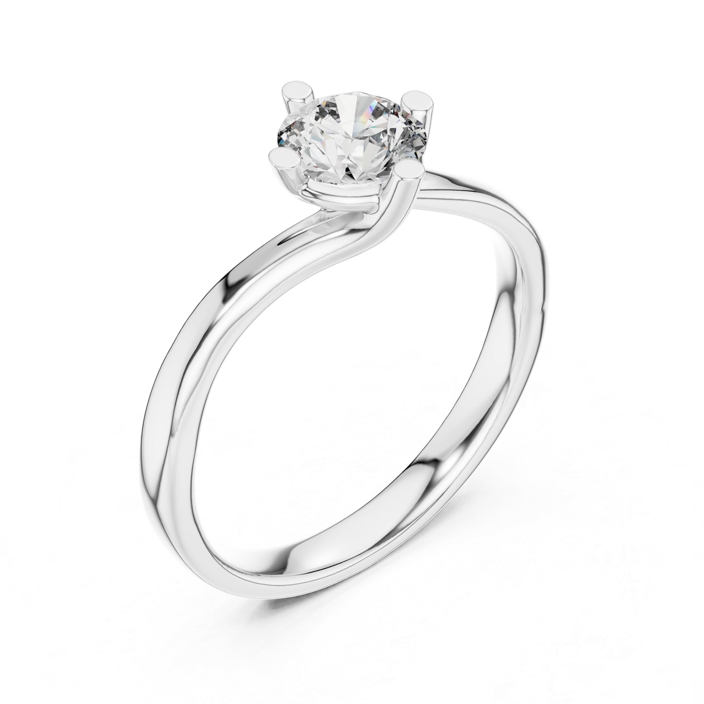18K White Gold Round Lab-Grown Diamond Engagement Ring for Women | Pure Carat