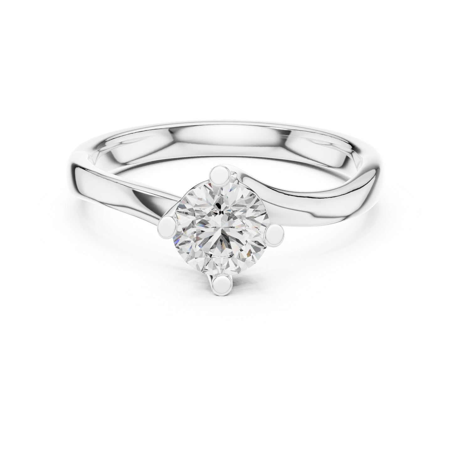 18K White Gold Round Lab-Grown Diamond Engagement Ring for Women | Pure Carat