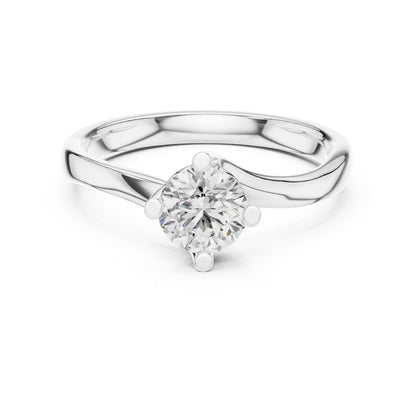 18K White Gold Round Lab-Grown Diamond Engagement Ring for Women | Pure Carat