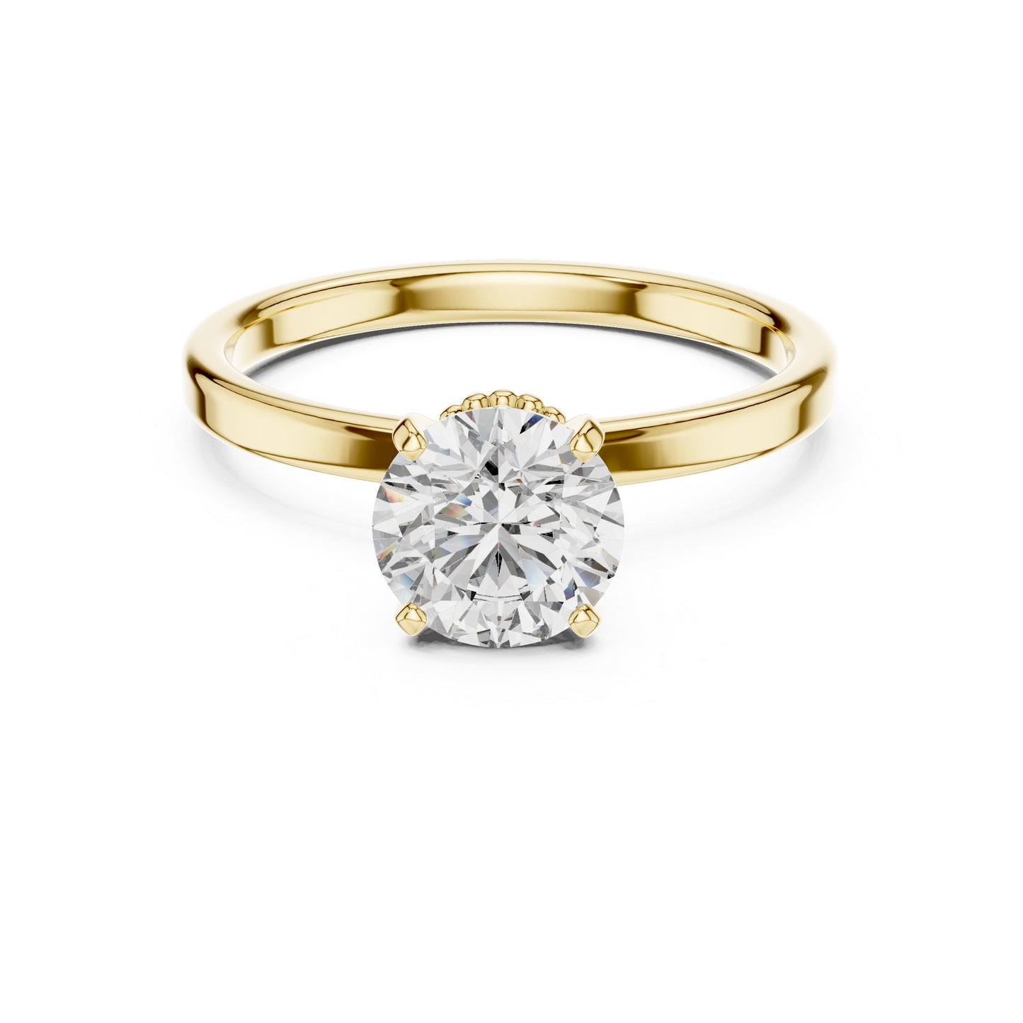18K Yellow Gold Round Lab-Grown Diamond Ring for Women | PureCarat