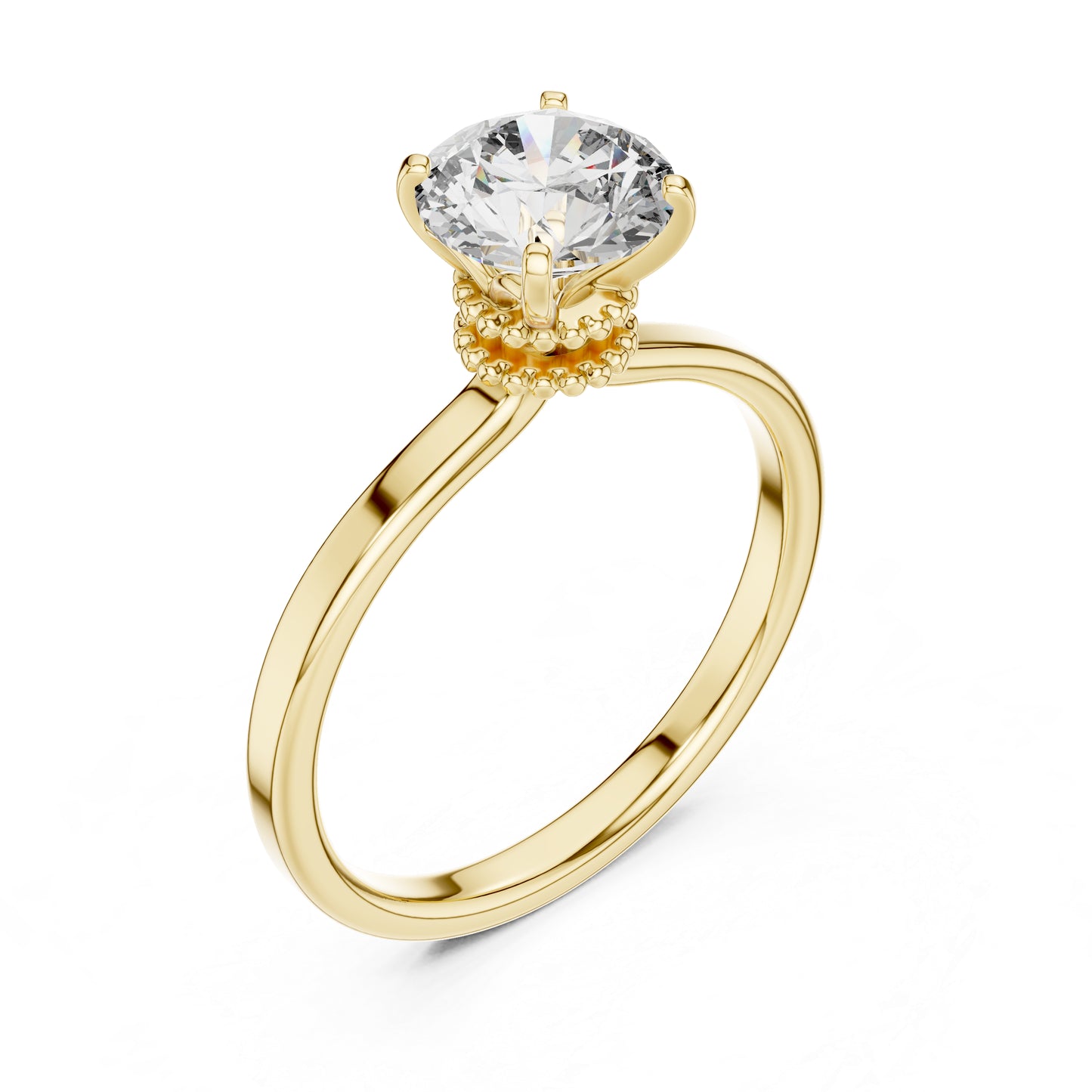 18K Yellow Gold Round Lab-Grown Diamond Ring for Women | PureCarat