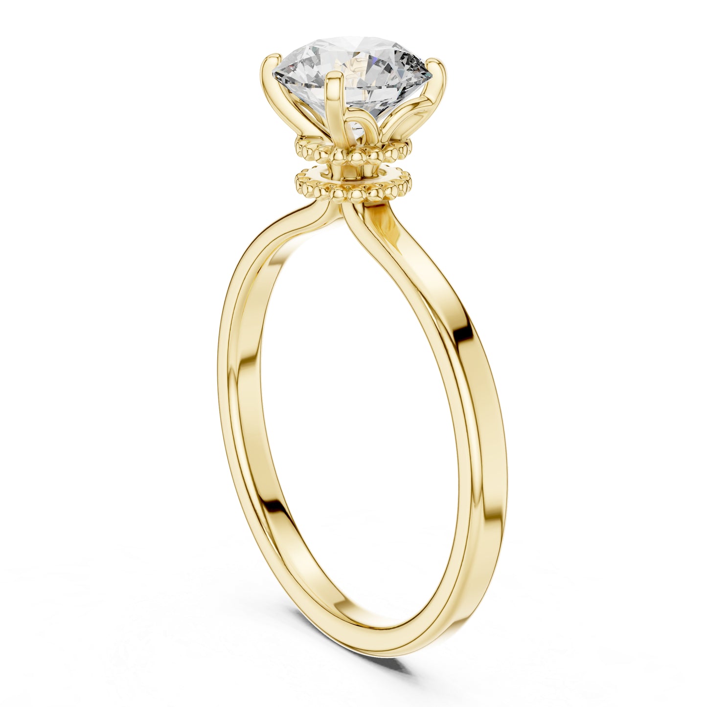 18K Yellow Gold Round Lab-Grown Diamond Ring for Women | PureCarat