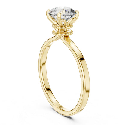 18K Yellow Gold Round Lab-Grown Diamond Ring for Women | PureCarat