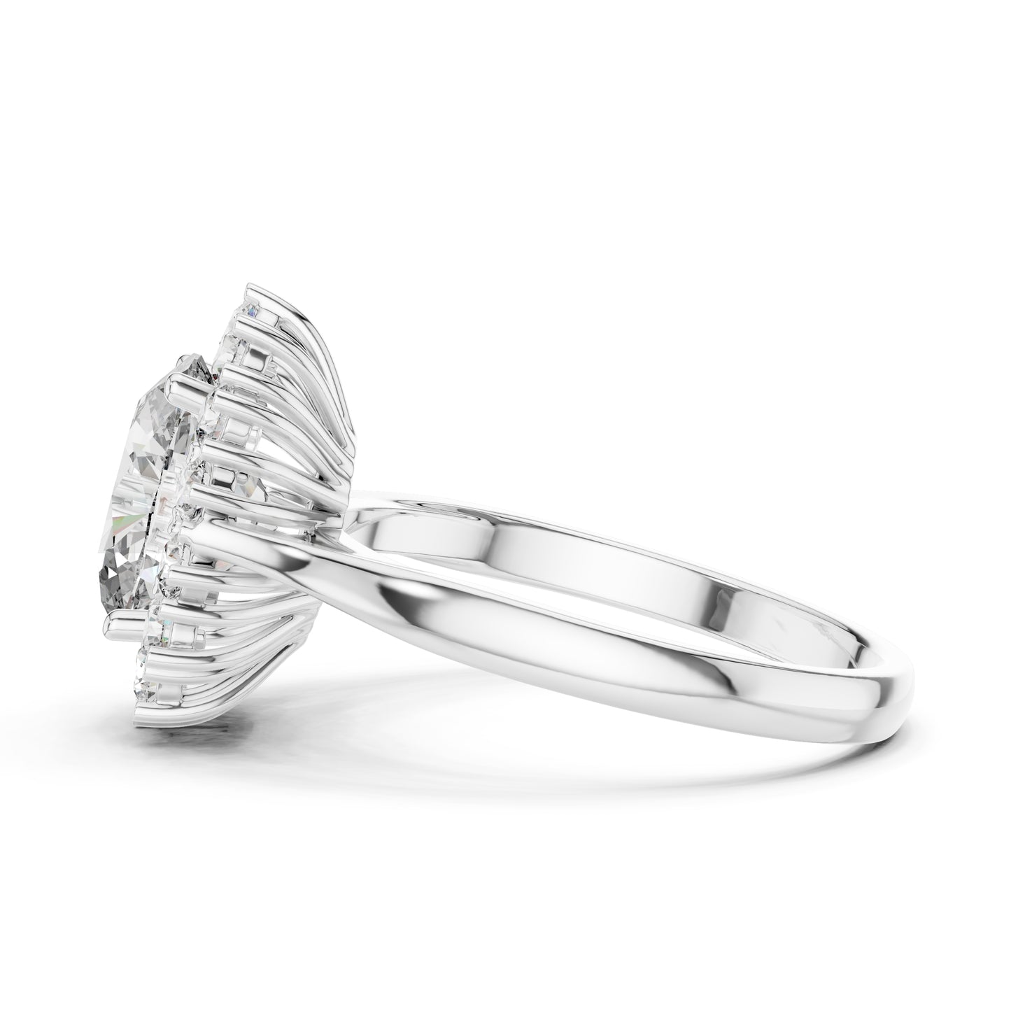 14K Yellow Gold Oval & Round Lab-Grown Diamond Stud Ring for Women | Party Wear | Pure Carat
