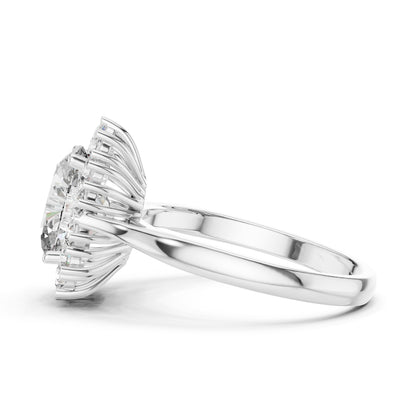 14K Yellow Gold Oval & Round Lab-Grown Diamond Stud Ring for Women | Party Wear | Pure Carat