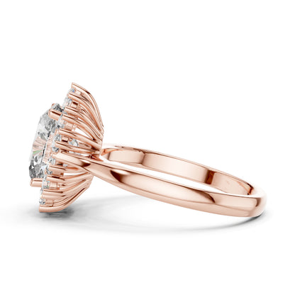14K Yellow Gold Oval & Round Lab-Grown Diamond Stud Ring for Women | Party Wear | Pure Carat