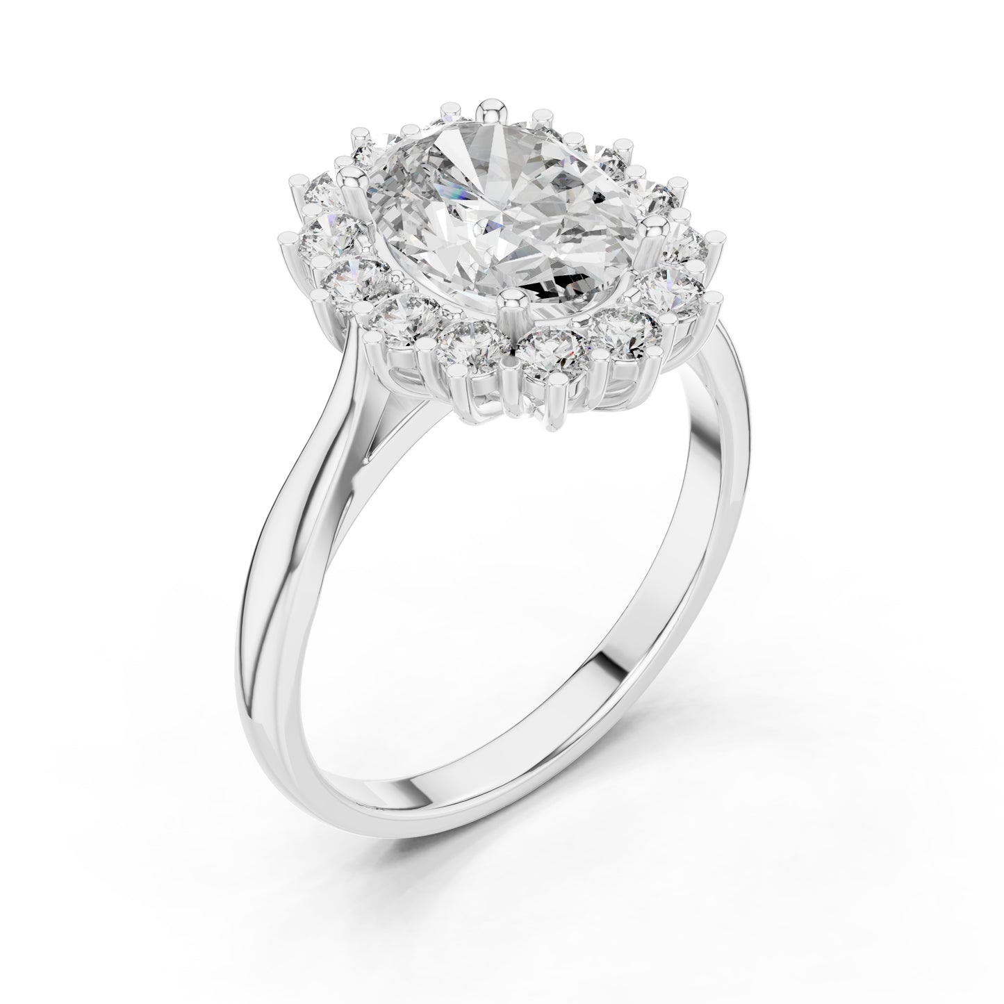 14K Yellow Gold Oval & Round Lab-Grown Diamond Stud Ring for Women | Party Wear | Pure Carat