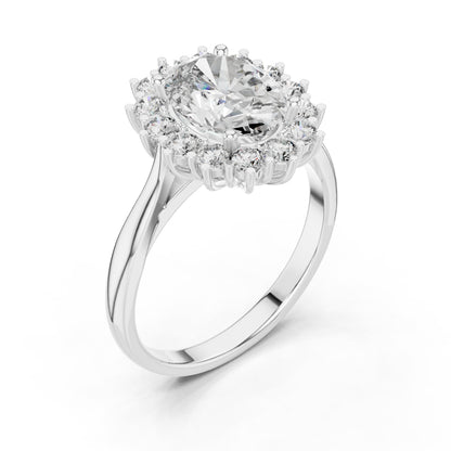 14K Yellow Gold Oval & Round Lab-Grown Diamond Stud Ring for Women | Party Wear | Pure Carat
