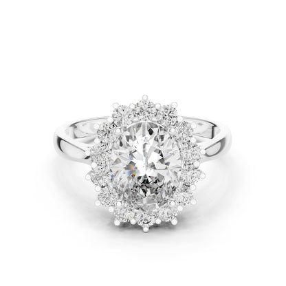 14K Yellow Gold Oval & Round Lab-Grown Diamond Stud Ring for Women | Party Wear | Pure Carat