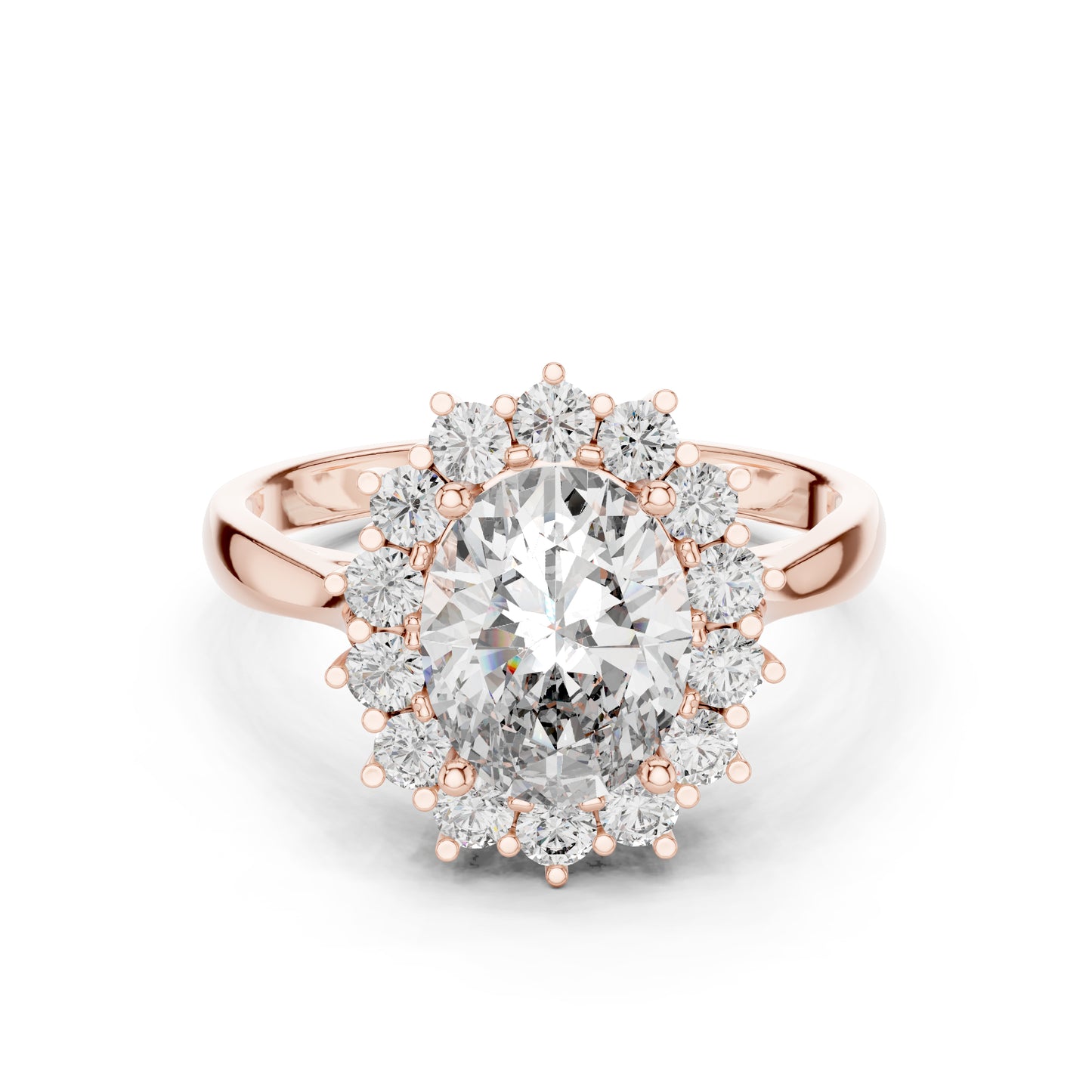 14K Yellow Gold Oval & Round Lab-Grown Diamond Stud Ring for Women | Party Wear | Pure Carat