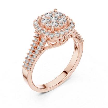 18K Yellow Gold Round Lab-Grown Diamond Drop Ring for Women | Everyday Wear | Pure Carat