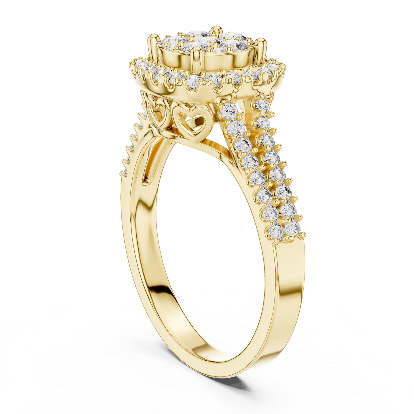 18K Yellow Gold Round Lab-Grown Diamond Drop Ring for Women | Everyday Wear | Pure Carat