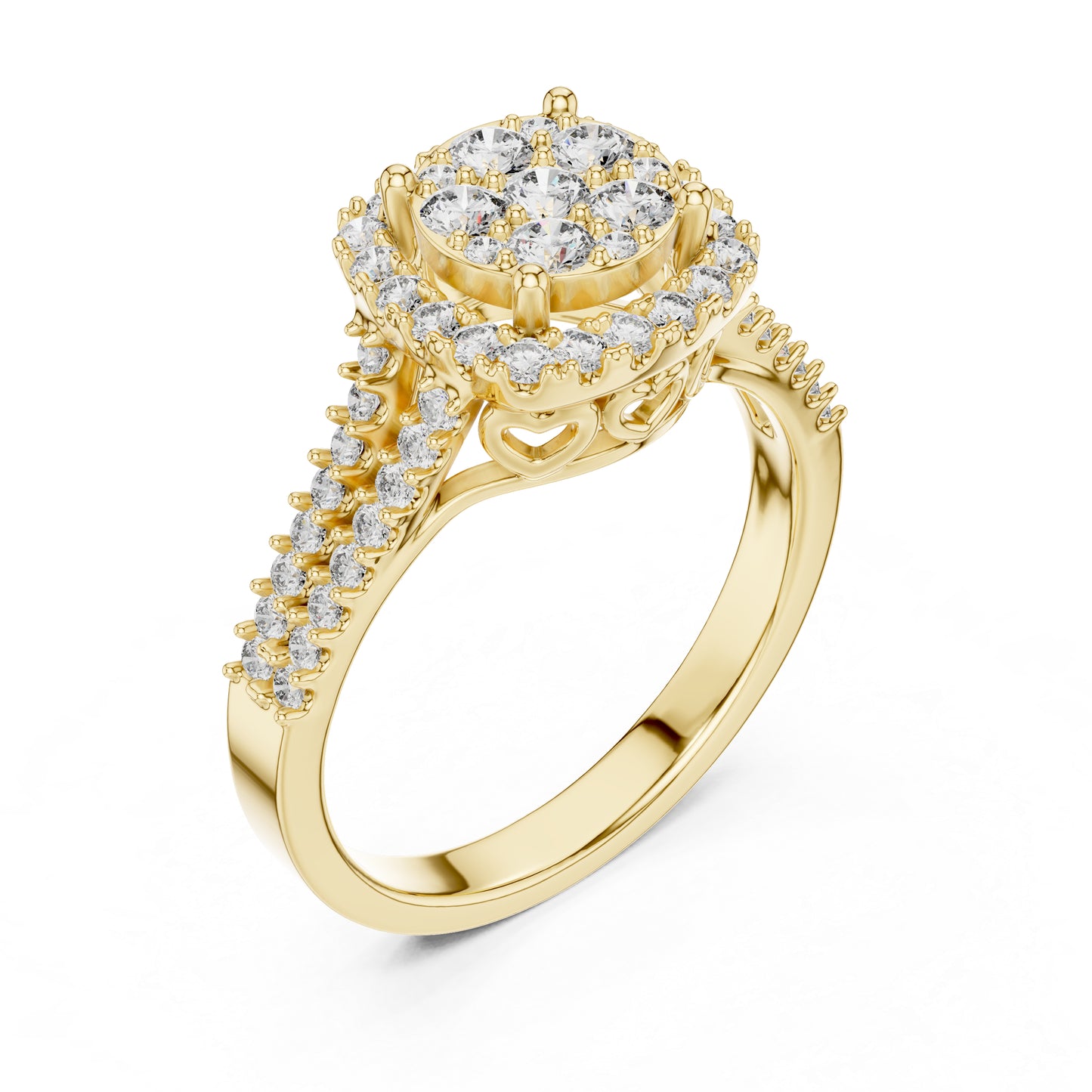 18K Yellow Gold Round Lab-Grown Diamond Drop Ring for Women | Everyday Wear | Pure Carat