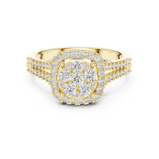 18K Yellow Gold Round Lab-Grown Diamond Drop Ring for Women | Everyday Wear | Pure Carat