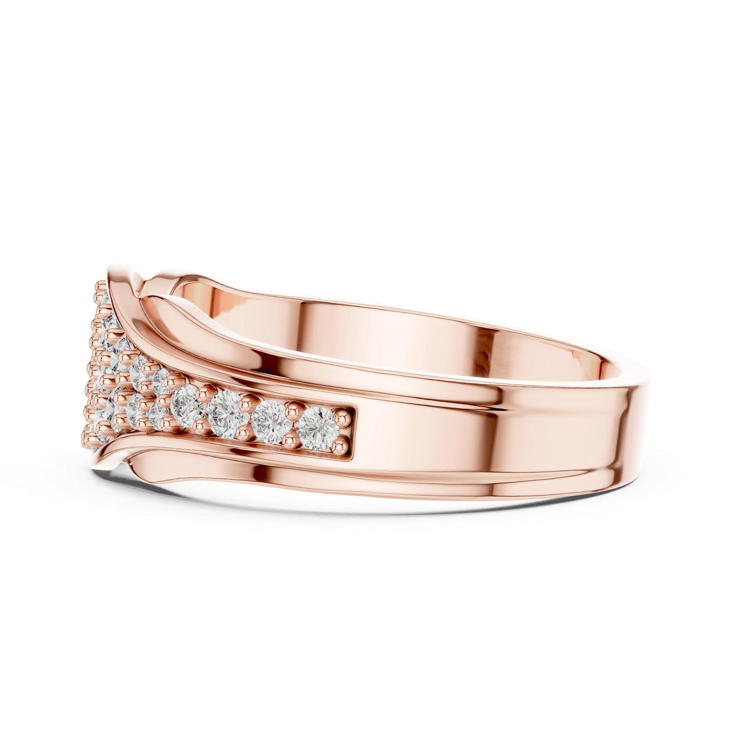 14K Rose Gold Oval & Round Lab-Grown Diamond Stud Ring for Women | Wedding Jewellery | Pure Carat