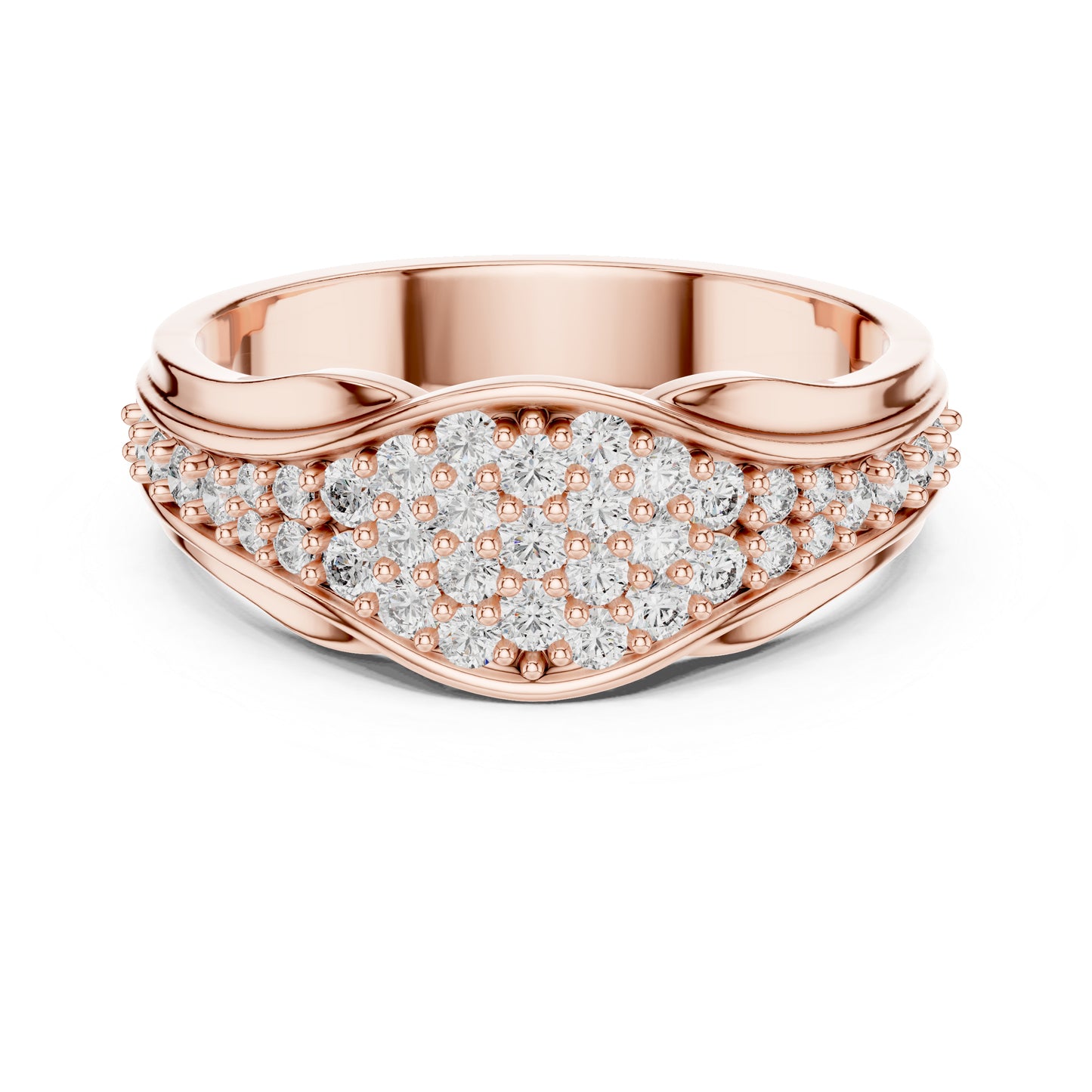 14K Rose Gold Oval & Round Lab-Grown Diamond Stud Ring for Women | Wedding Jewellery | Pure Carat