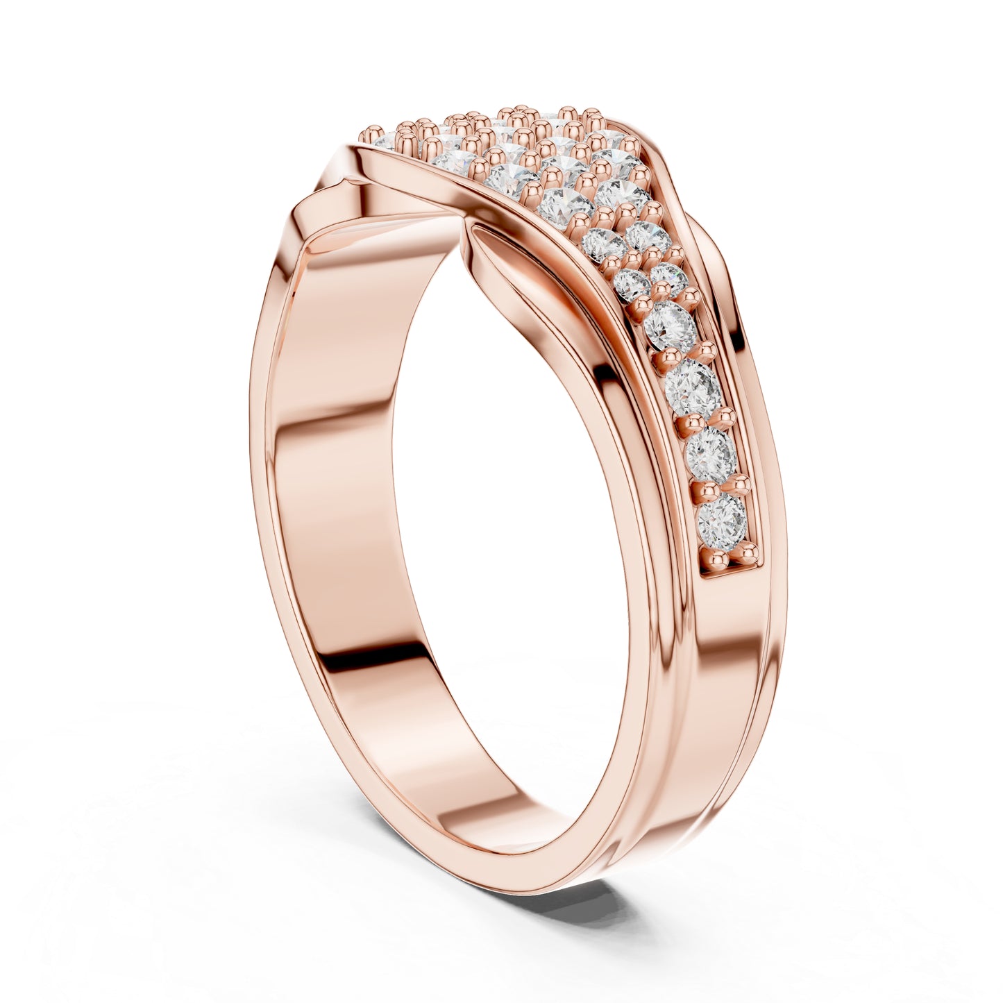 14K Rose Gold Oval & Round Lab-Grown Diamond Stud Ring for Women | Wedding Jewellery | Pure Carat