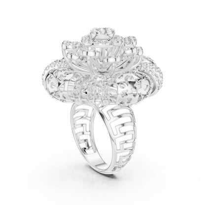 18K White Gold Round Lab-Grown Diamond Ring for Women | Office Wear Jewellery | Pure Carat