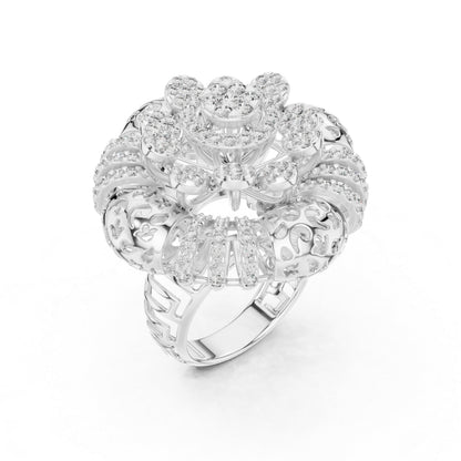18K White Gold Round Lab-Grown Diamond Ring for Women | Office Wear Jewellery | Pure Carat
