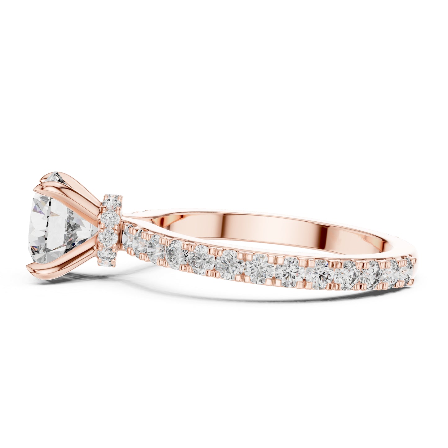 14K Yellow Gold Round Cut Diamond Stud Ring for Women | Bridal Jewellery | Pure Carat