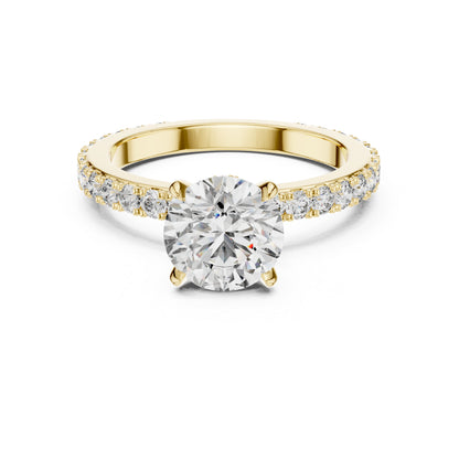 14K Yellow Gold Round Cut Diamond Stud Ring for Women | Bridal Jewellery | Pure Carat