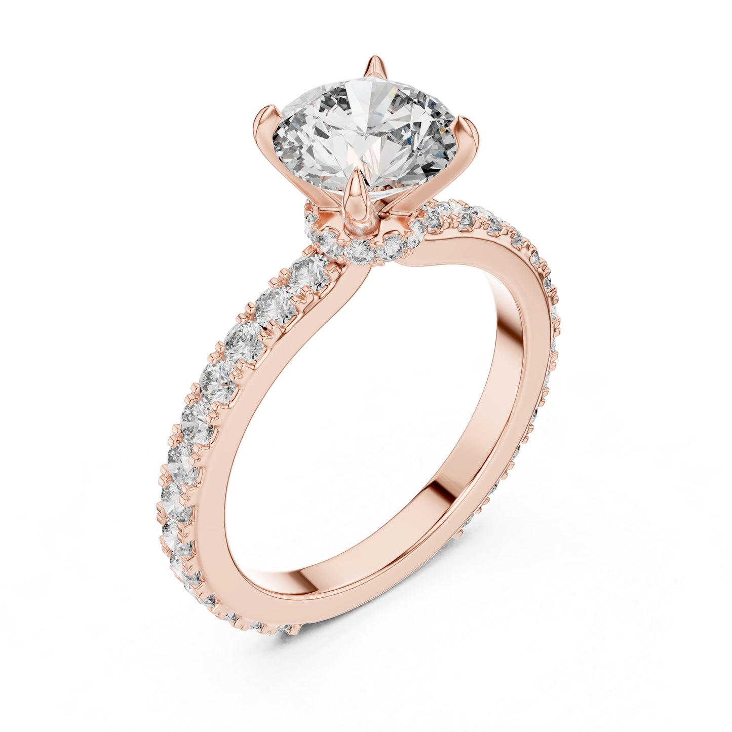 14K Yellow Gold Round Cut Diamond Stud Ring for Women | Bridal Jewellery | Pure Carat