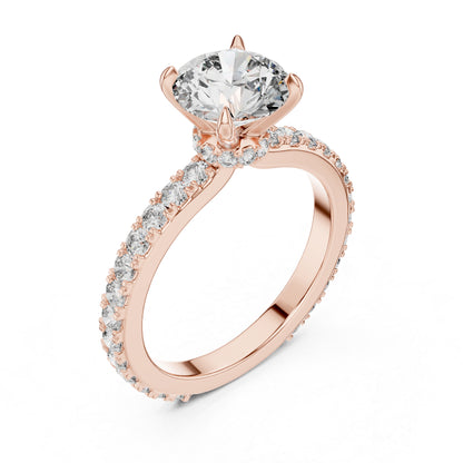 14K Yellow Gold Round Cut Diamond Stud Ring for Women | Bridal Jewellery | Pure Carat