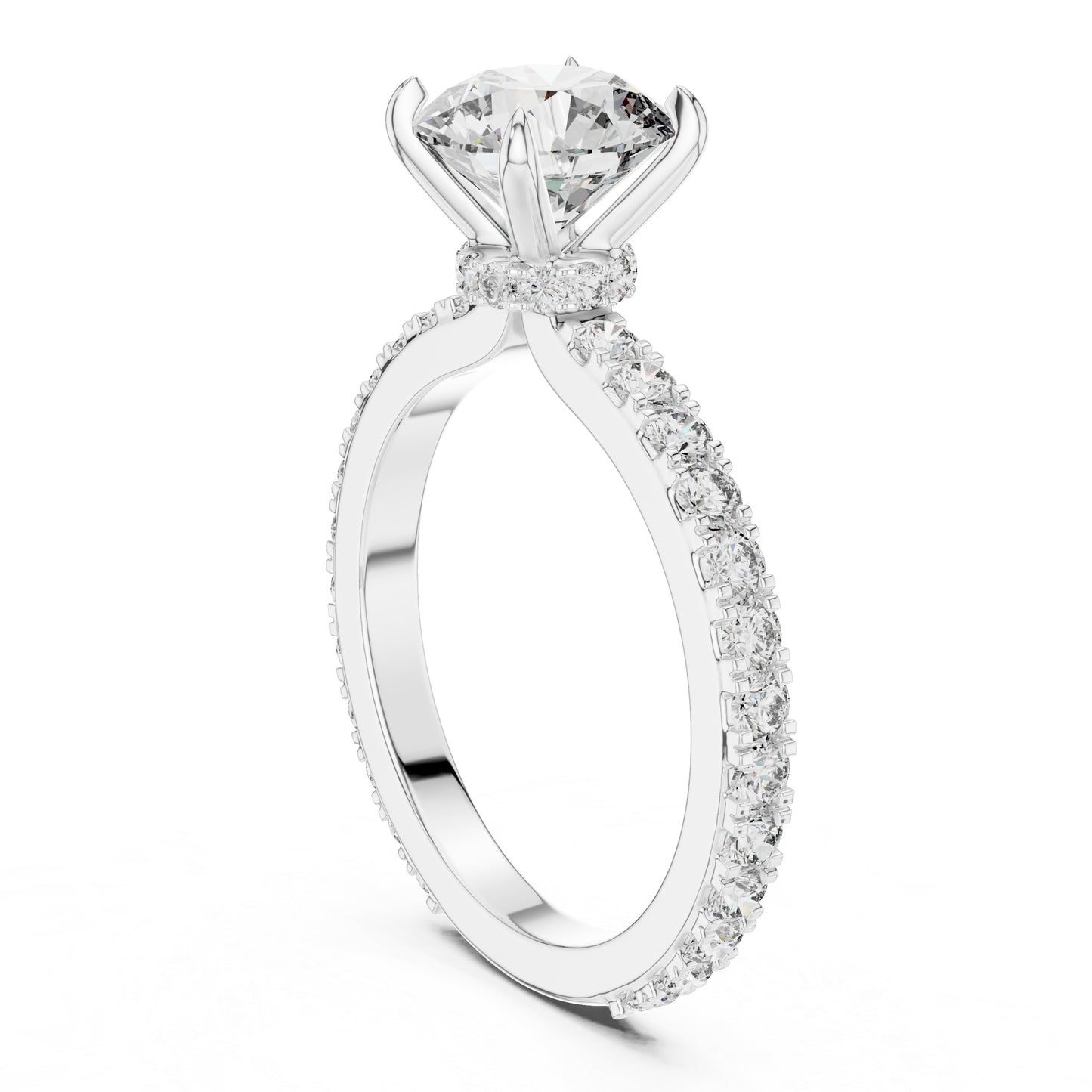 14K Yellow Gold Round Cut Diamond Stud Ring for Women | Bridal Jewellery | Pure Carat