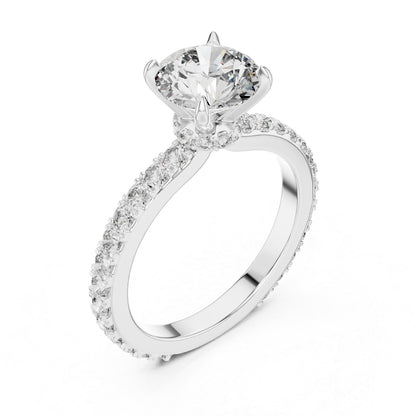 14K Yellow Gold Round Cut Diamond Stud Ring for Women | Bridal Jewellery | Pure Carat