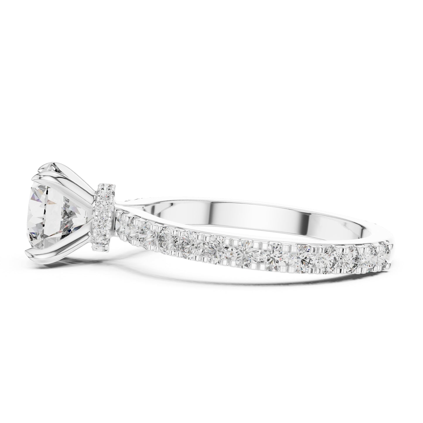 14K Yellow Gold Round Cut Diamond Stud Ring for Women | Bridal Jewellery | Pure Carat
