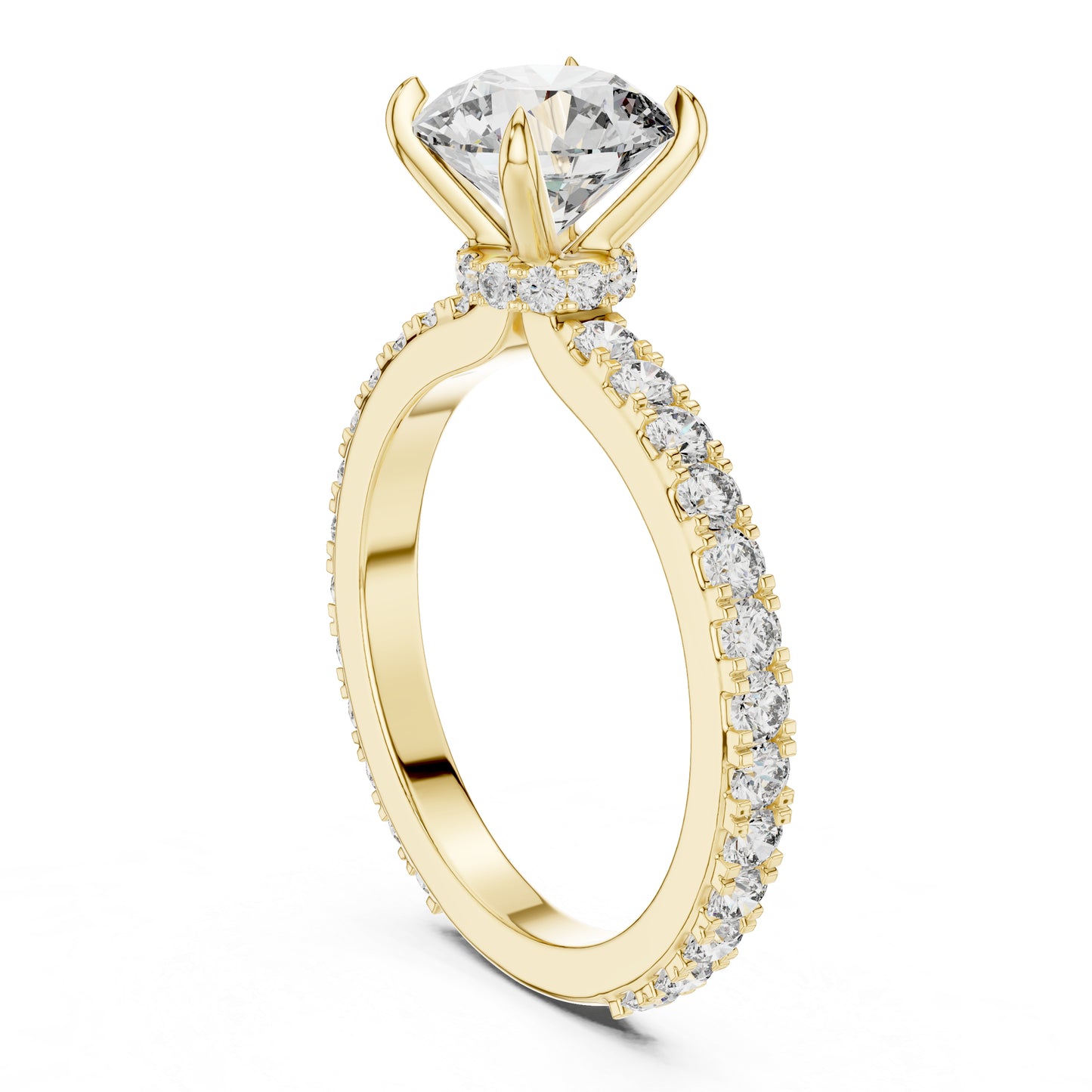 14K Yellow Gold Round Cut Diamond Stud Ring for Women | Bridal Jewellery | Pure Carat