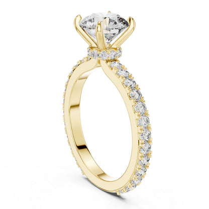 14K Yellow Gold Round Cut Diamond Stud Ring for Women | Bridal Jewellery | Pure Carat
