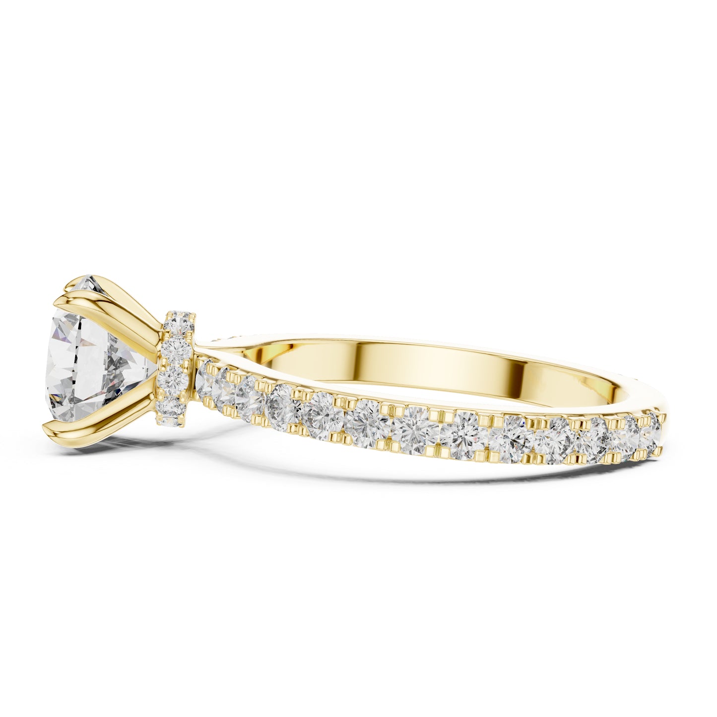 14K Yellow Gold Round Cut Diamond Stud Ring for Women | Bridal Jewellery | Pure Carat